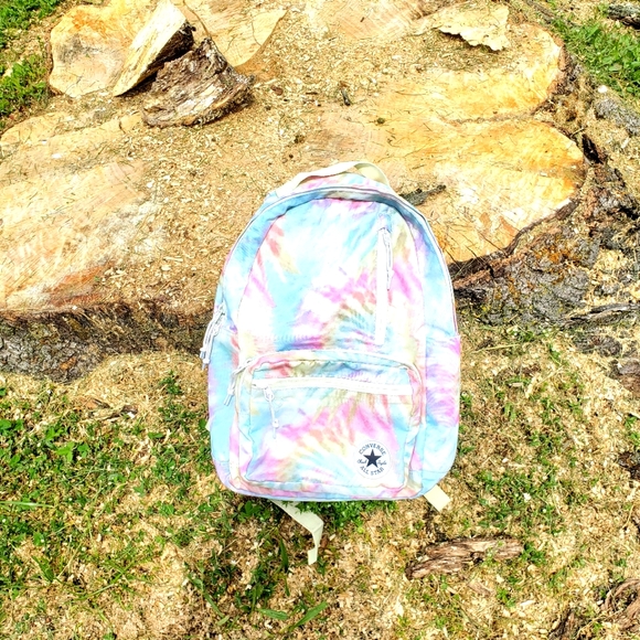 Converse Go Backpack Double Shoulder Book Bag (Large) Pastel Tie Dye Print - Picture 2 of 6